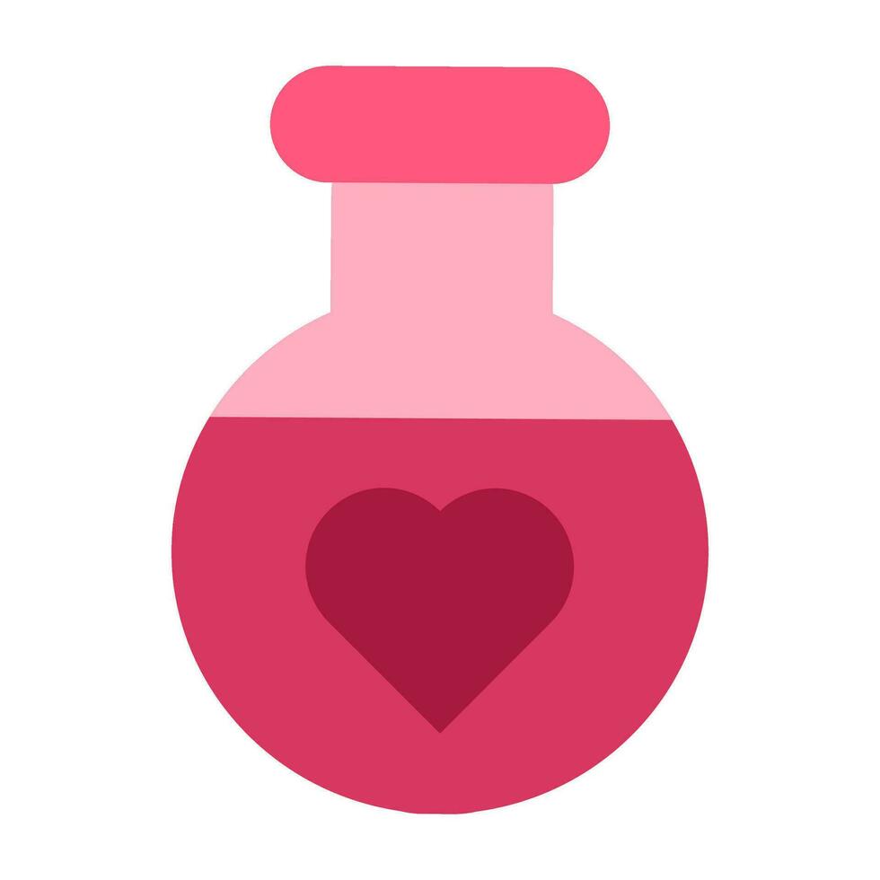 Love chemistry liquid in glass flask icon vector