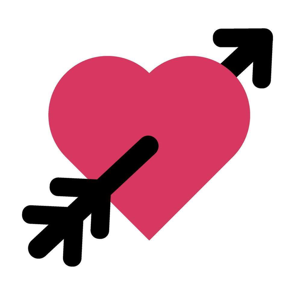 Heart with cupid arrow valentine day icon vector