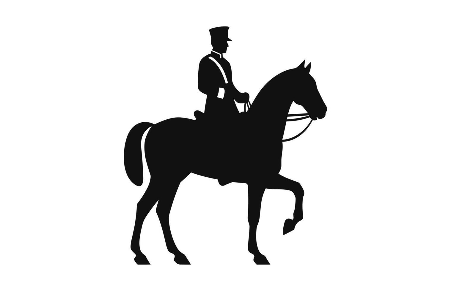 Silhouette of a Cavalry soldier on horseback black Vector free