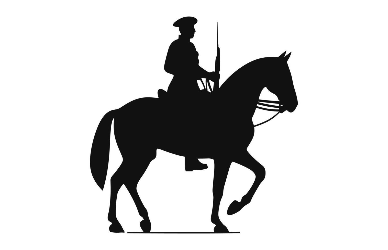 Silhouette of a Cavalry soldier on horseback black Vector free