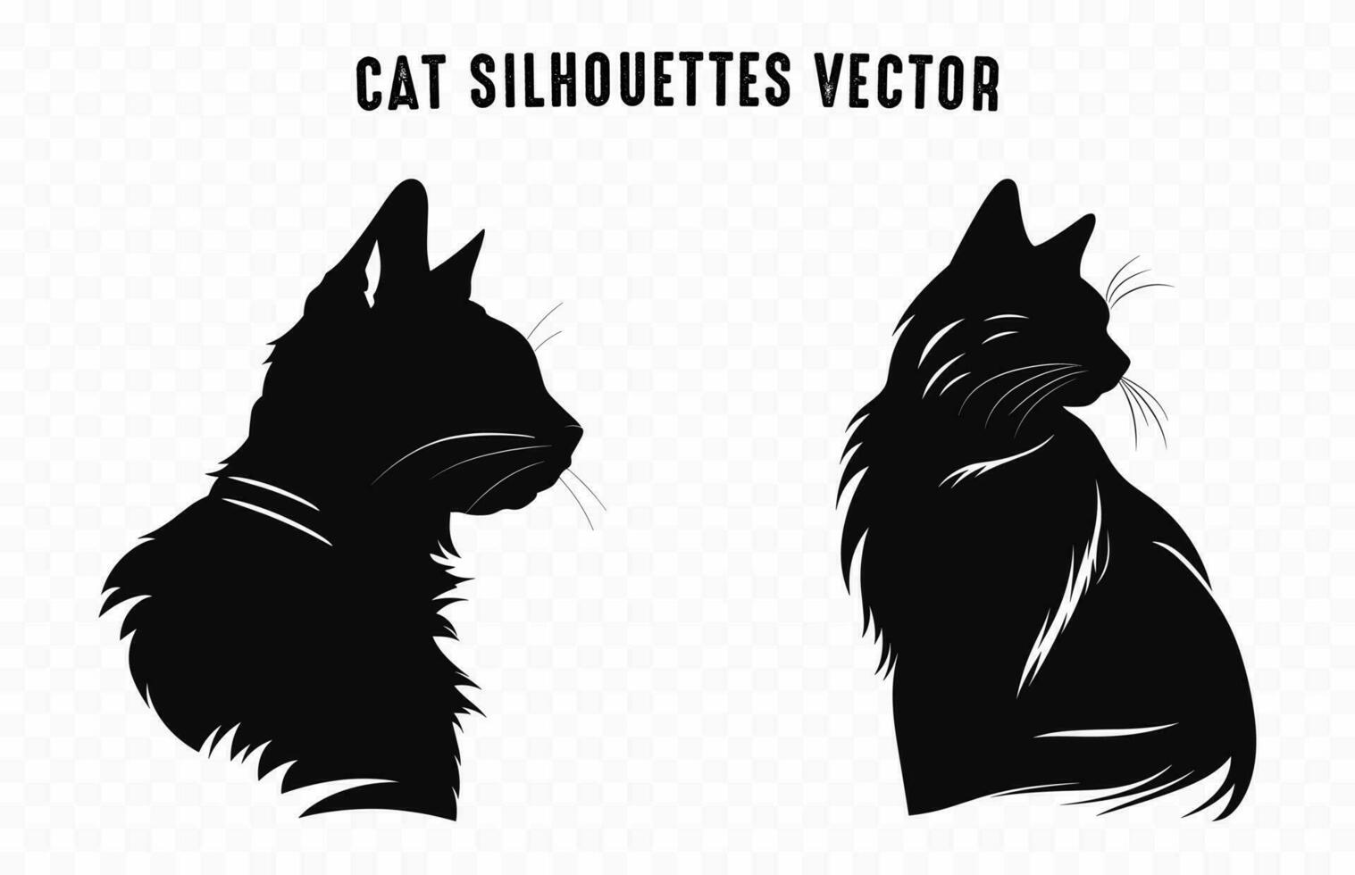 Cat Silhouettes Vector Bundle, Set of Black Cats Silhouette collection