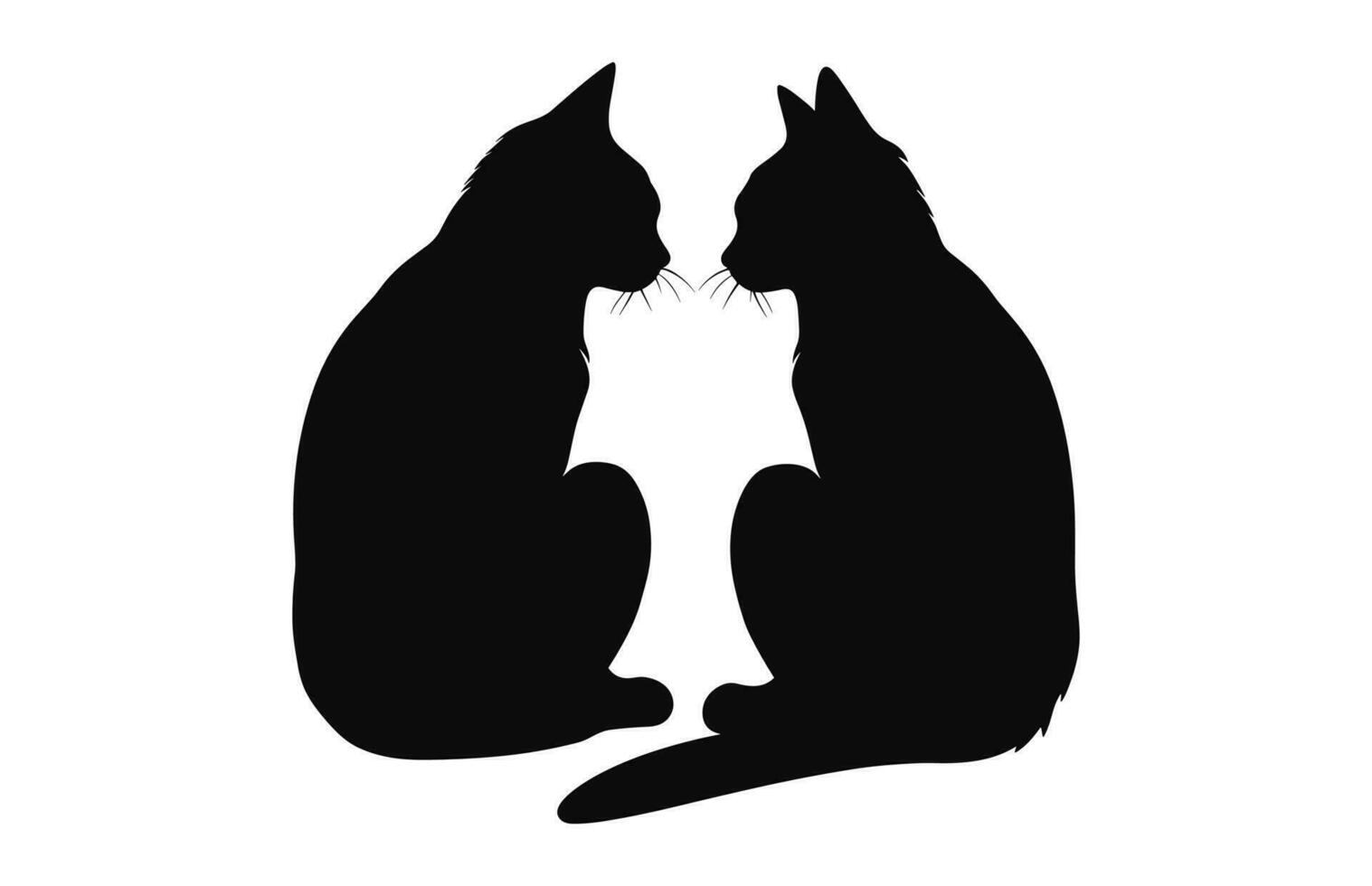 A Couple Cat black Silhouette Vector free