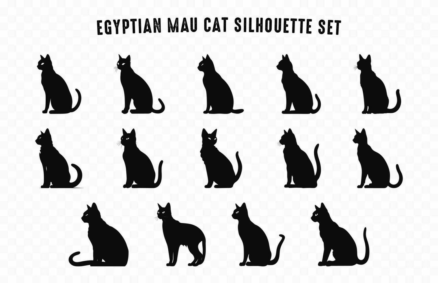 egipcio gato siluetas vector Arte colocar, negro gatos silueta icono colección