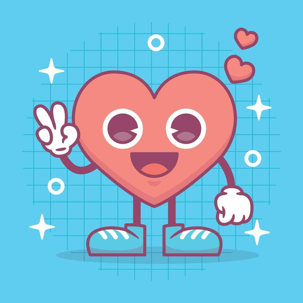 corazón gracioso dibujos animados personaje. contento San Valentín día concepto. romántico mascota. plano vector ilustración.