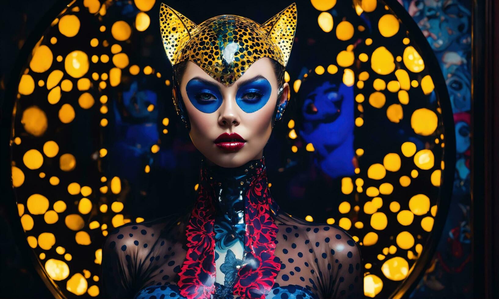 AI generated Fashion shot of a beautiful woman in a carnival mask. ai generative. ai generative photo