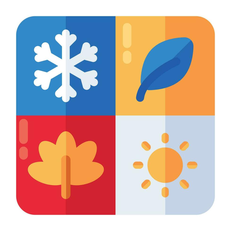 A flat design icon of seasons vector