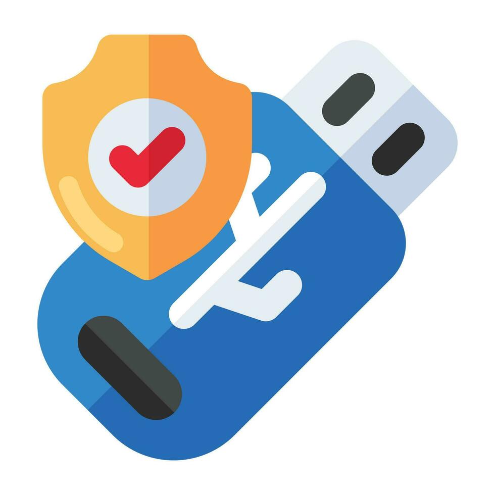 A flat design icon of usb security vector