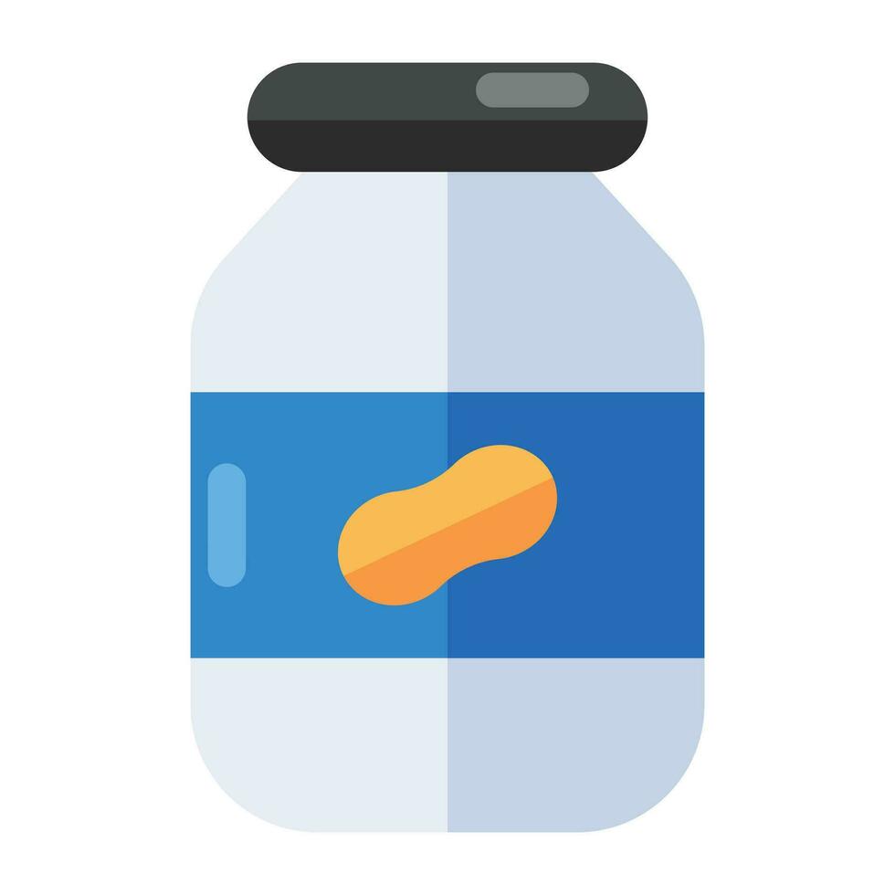 A colored design icon of peanut jam jar vector