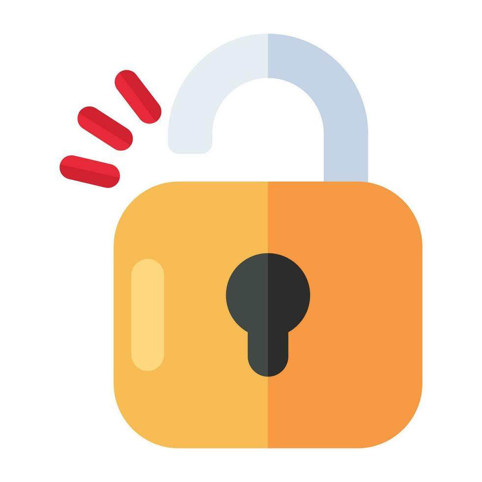 A flat design icon of broken lock vector