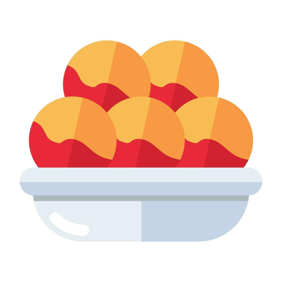 Conceptual flat design icon of sweet balls, ladu vector