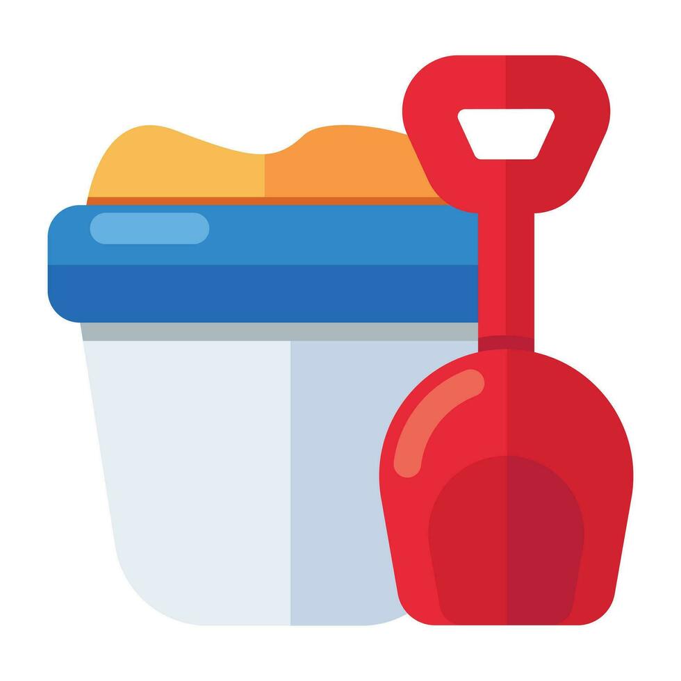 Shovel with mud and basket denoting concept of mud pail vector