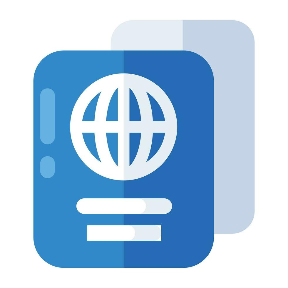 A flat design icon of passport, editable vector