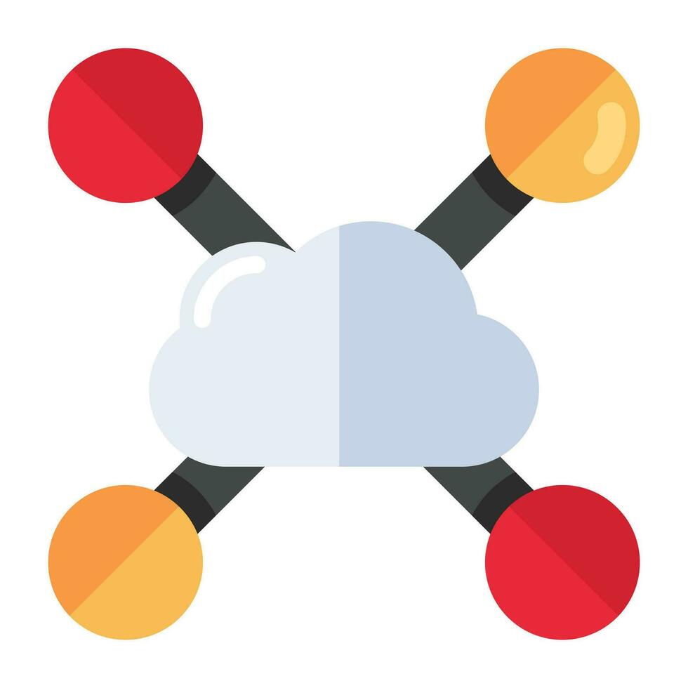 A flat design icon of cloud connection vector