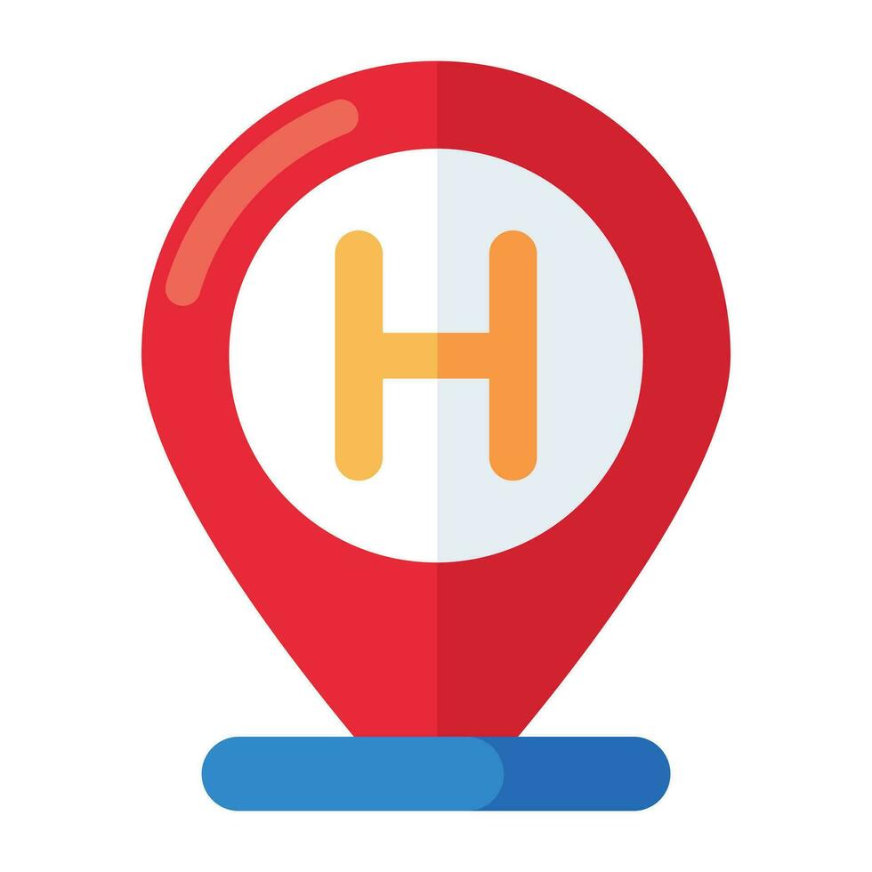 Pin with h letter denoting concept of hotel location icon vector