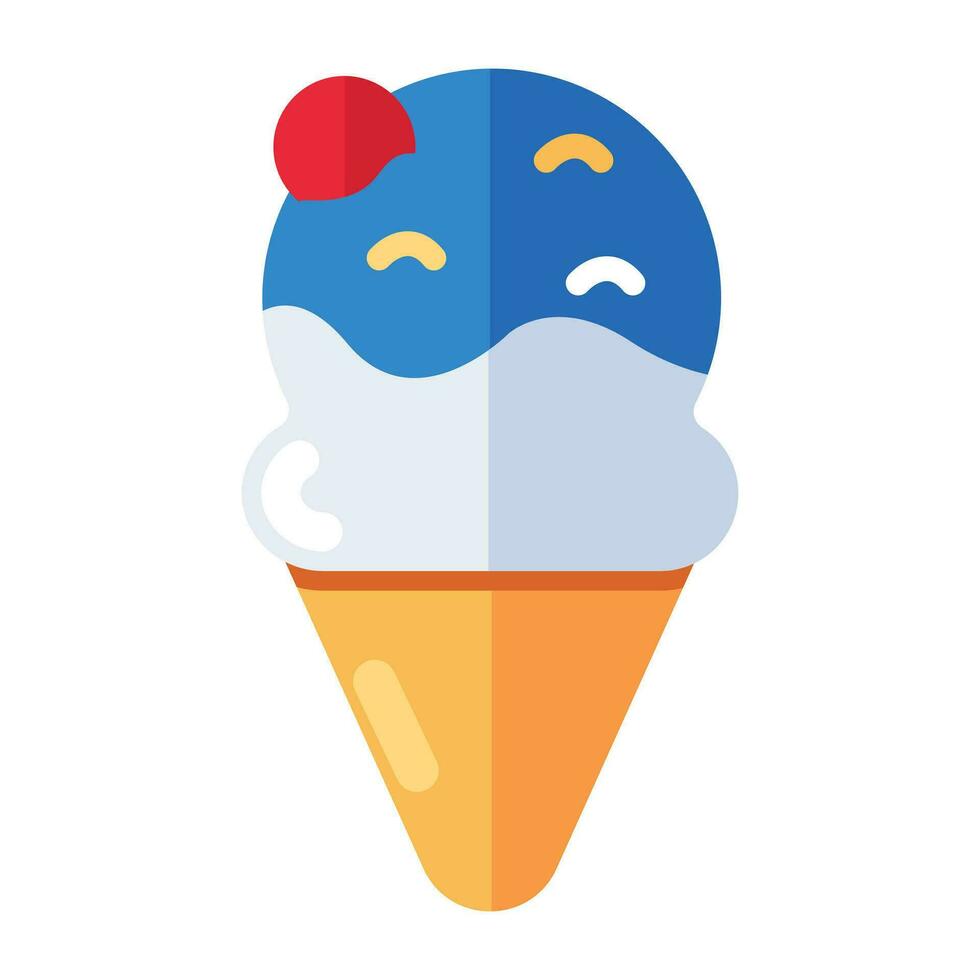 un sabroso icono de hielo crema cono vector