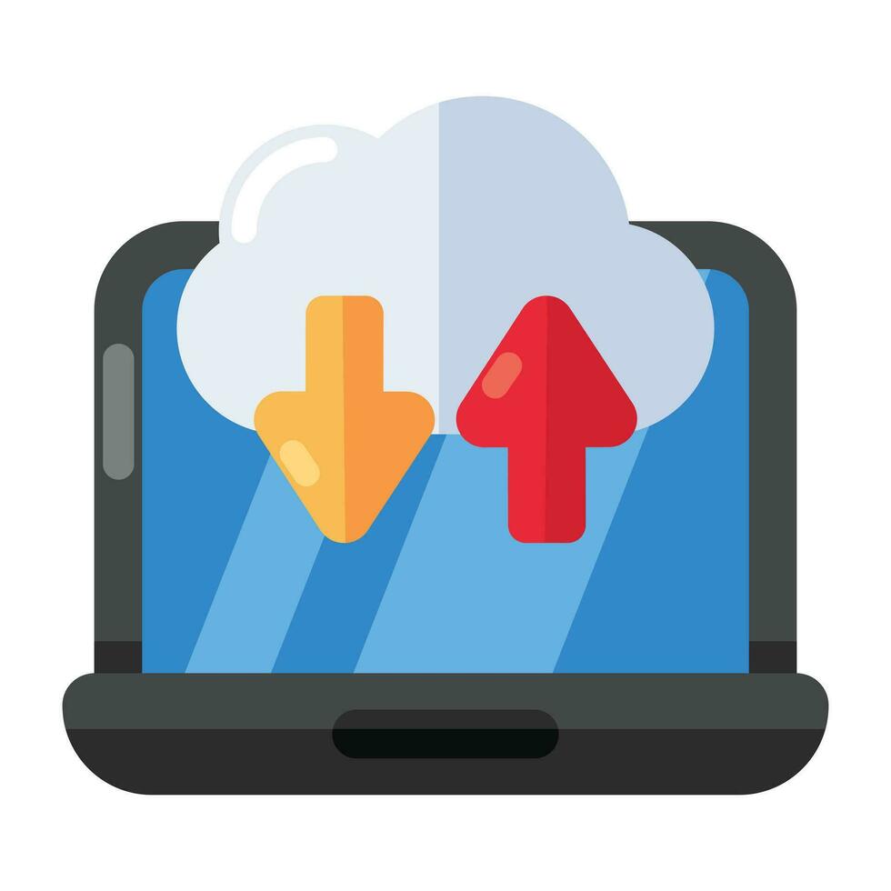 Editable design icon of cloud data transfer vector