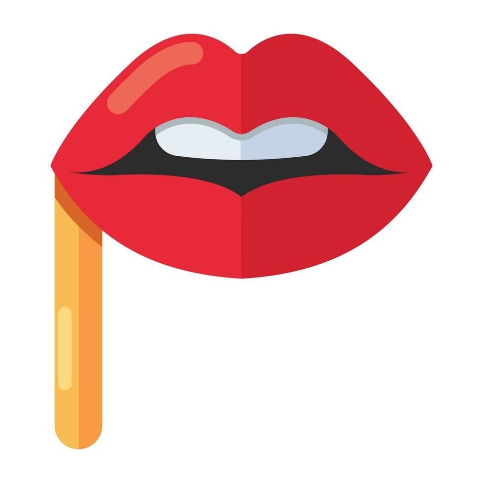 A flat design icon of lips prop vector