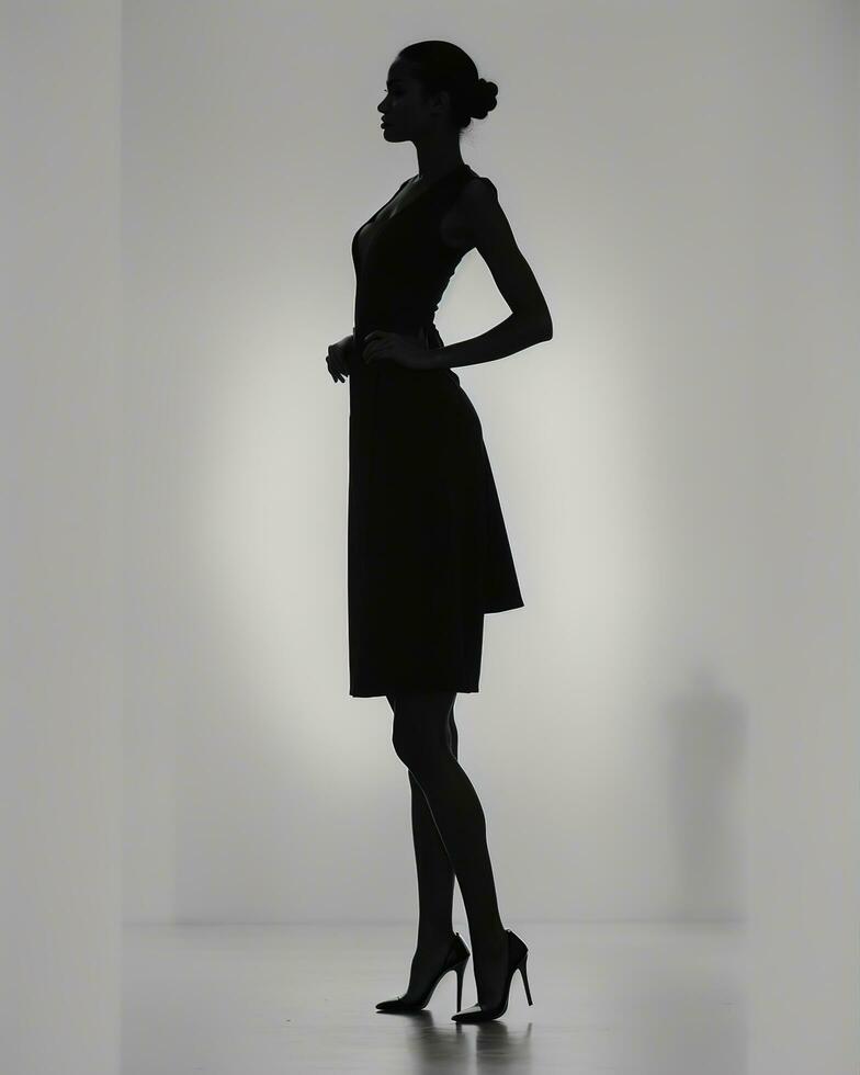 AI generated Silhouette of three women in black and white dresses, studio shot. ai generative photo