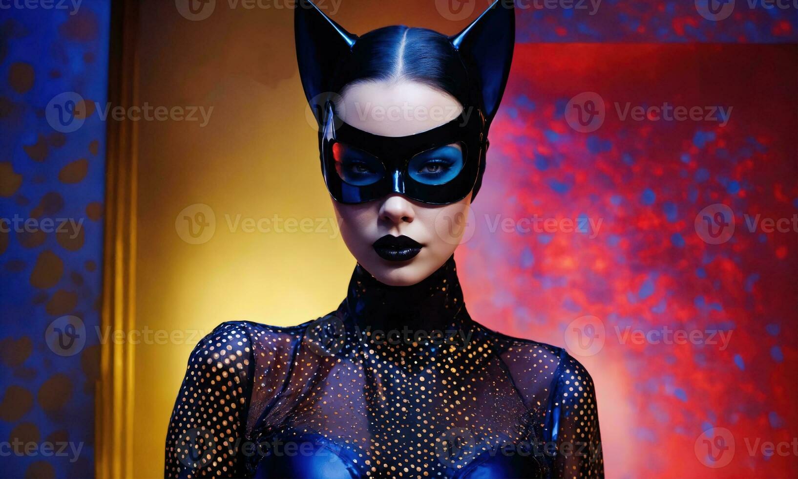 AI generated Fashion shot of a beautiful woman in a carnival mask. ai generative. ai generative photo