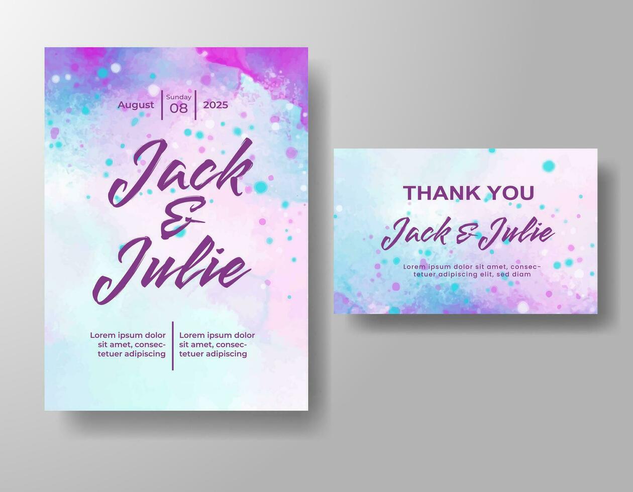 Wedding invitation with abstract watercolor background vector