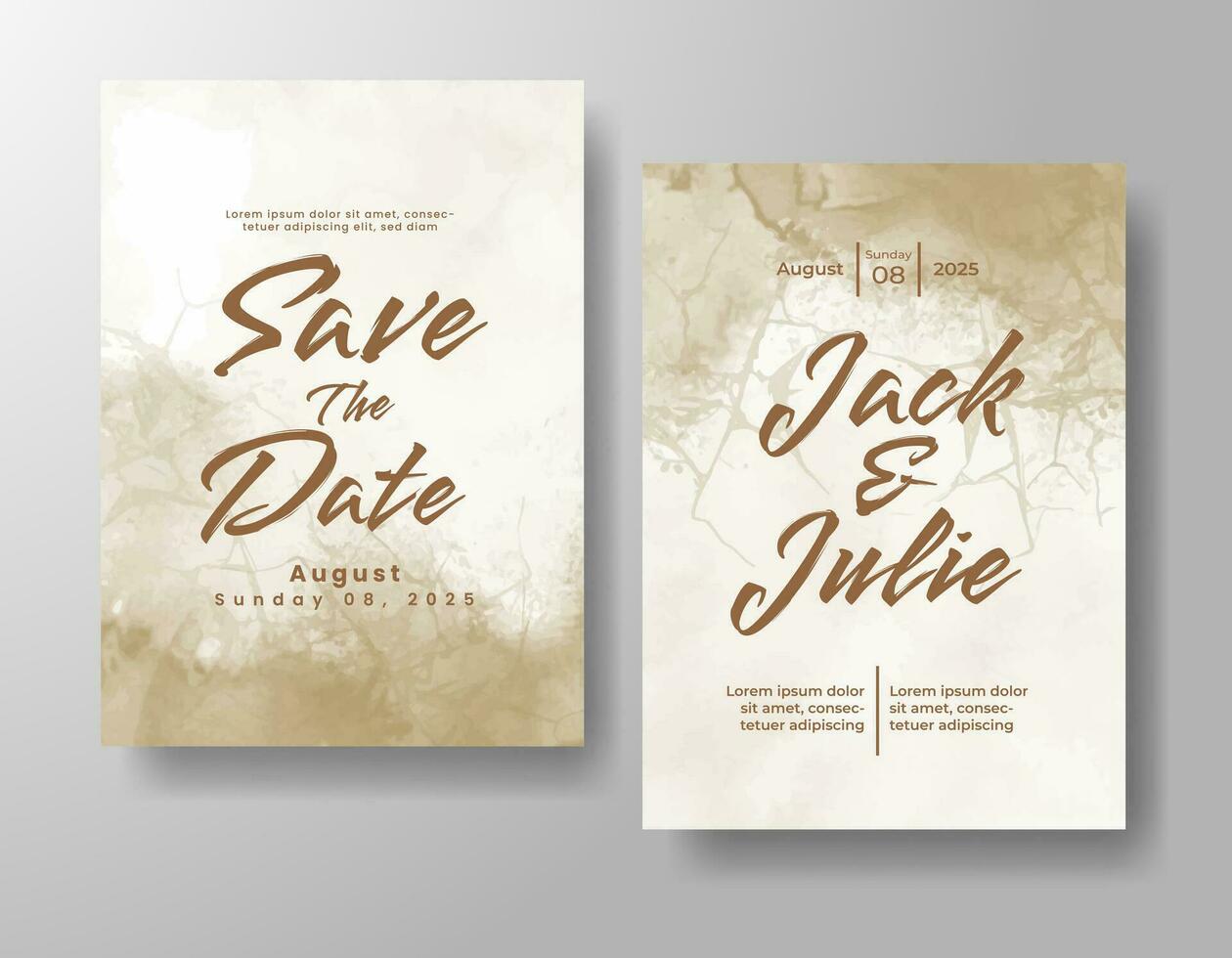 Wedding invitation with abstract watercolor background vector