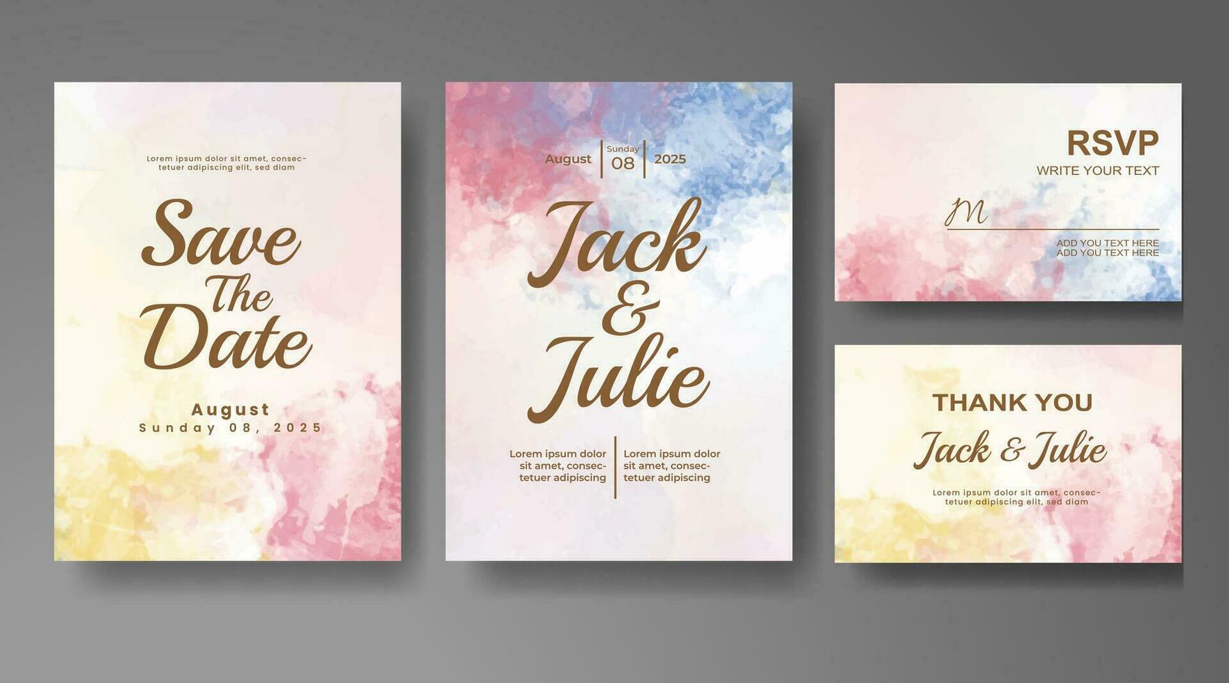 Wedding invitation with abstract watercolor background vector