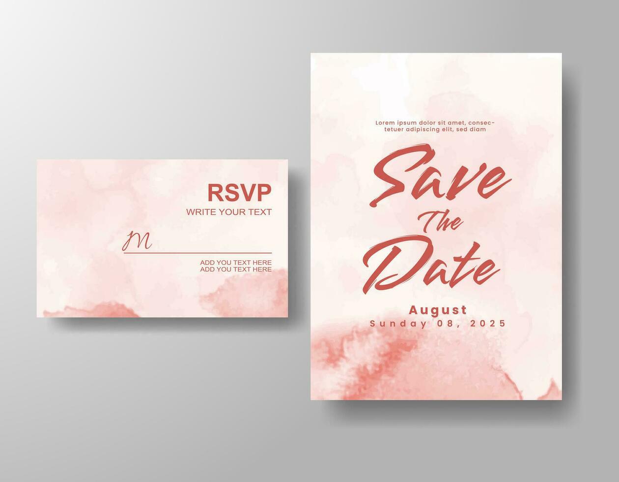 Wedding invitation with abstract watercolor background vector