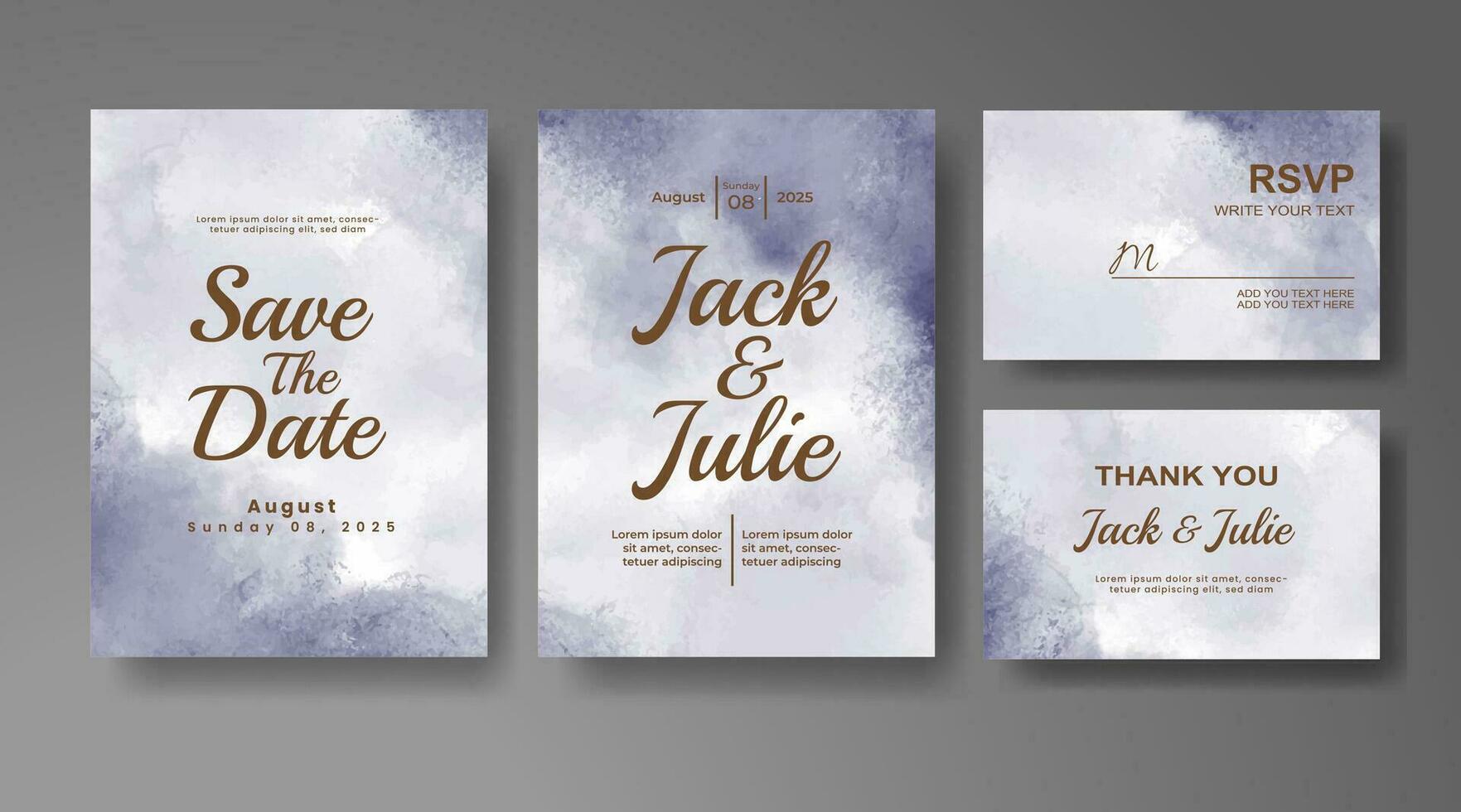Wedding invitation with abstract watercolor background vector