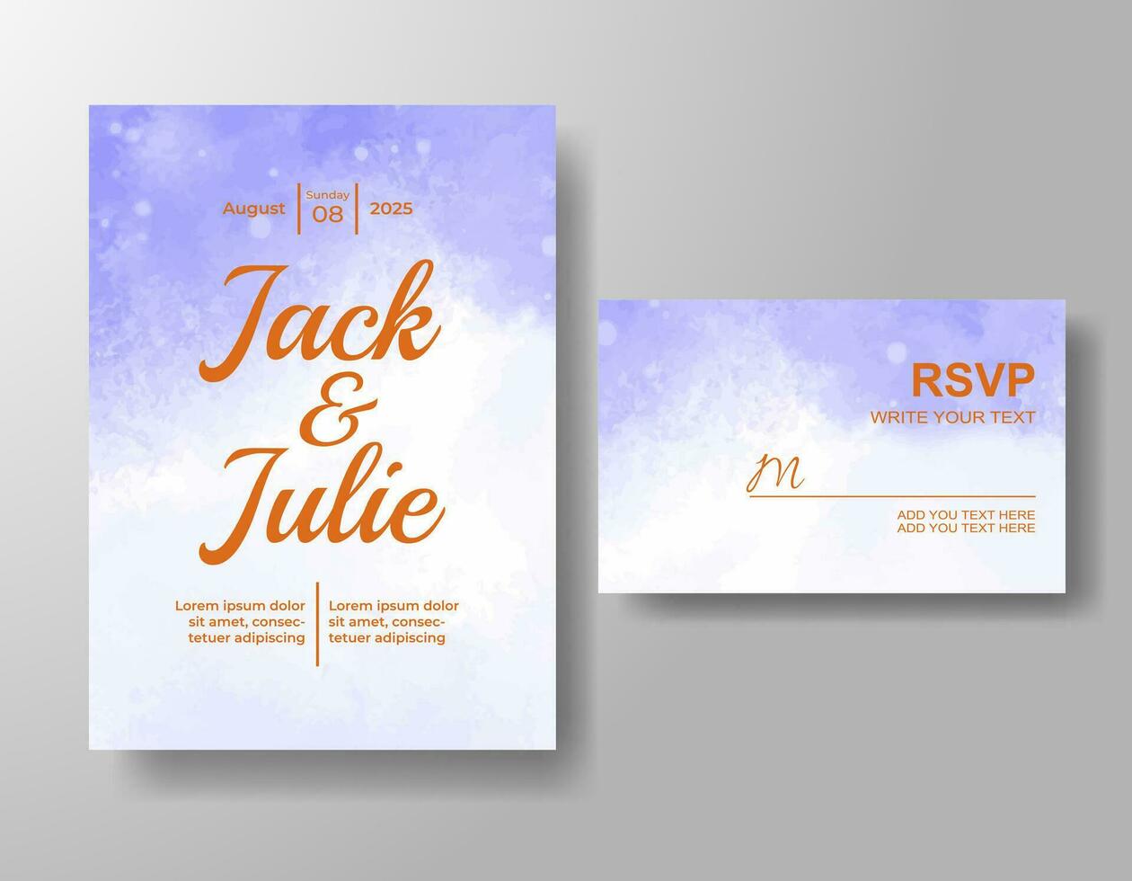 Wedding invitation with abstract watercolor background vector