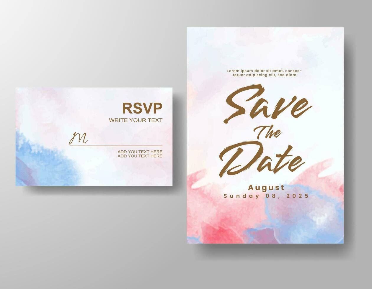 Wedding invitation with abstract watercolor background vector