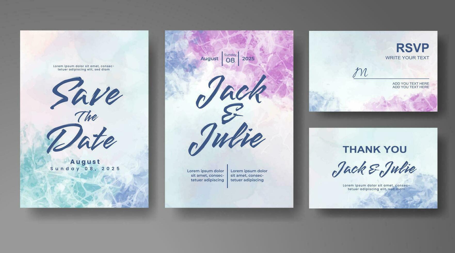 Wedding invitation with abstract watercolor background vector