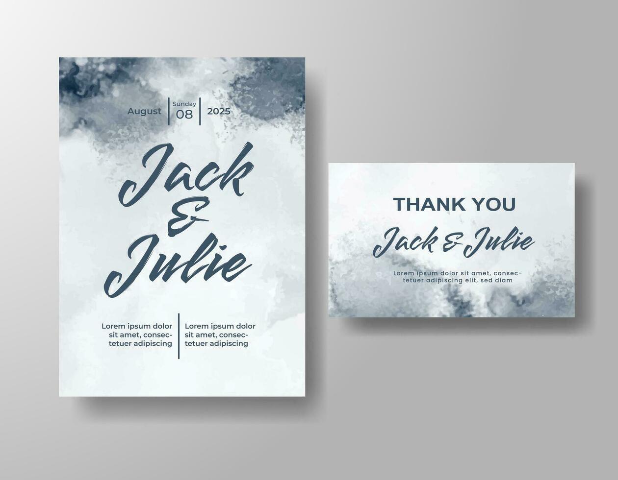 Wedding invitation with abstract watercolor background vector