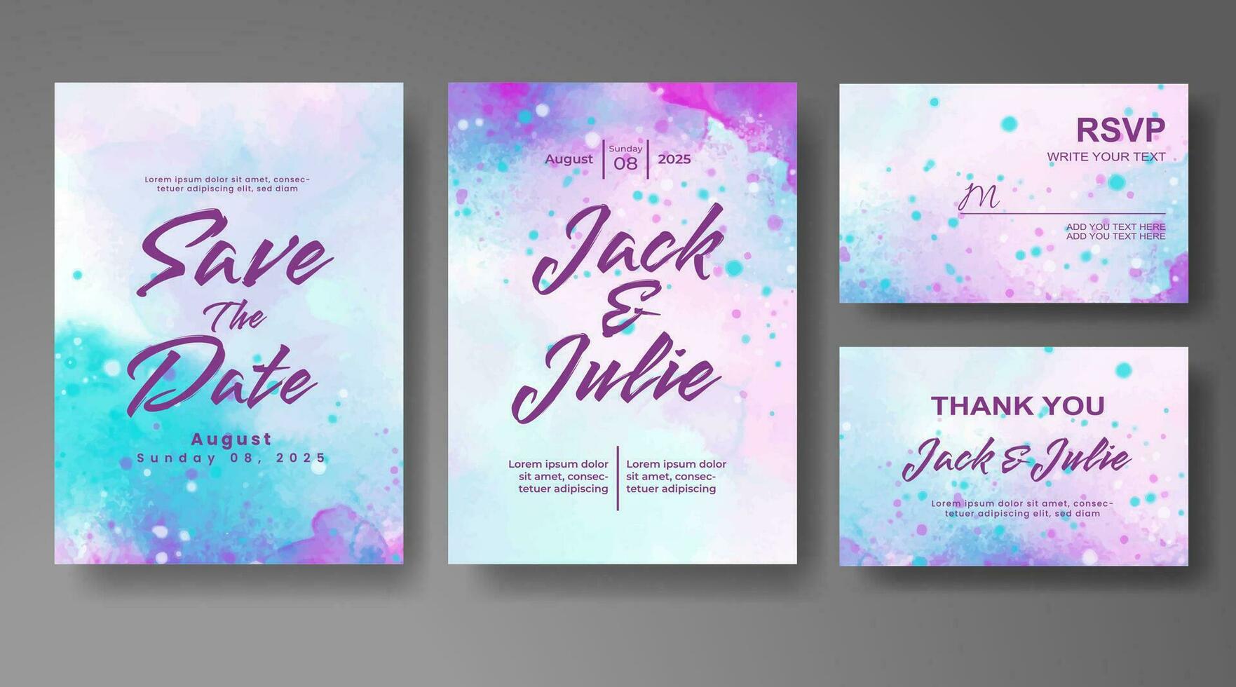 Wedding invitation with abstract watercolor background vector