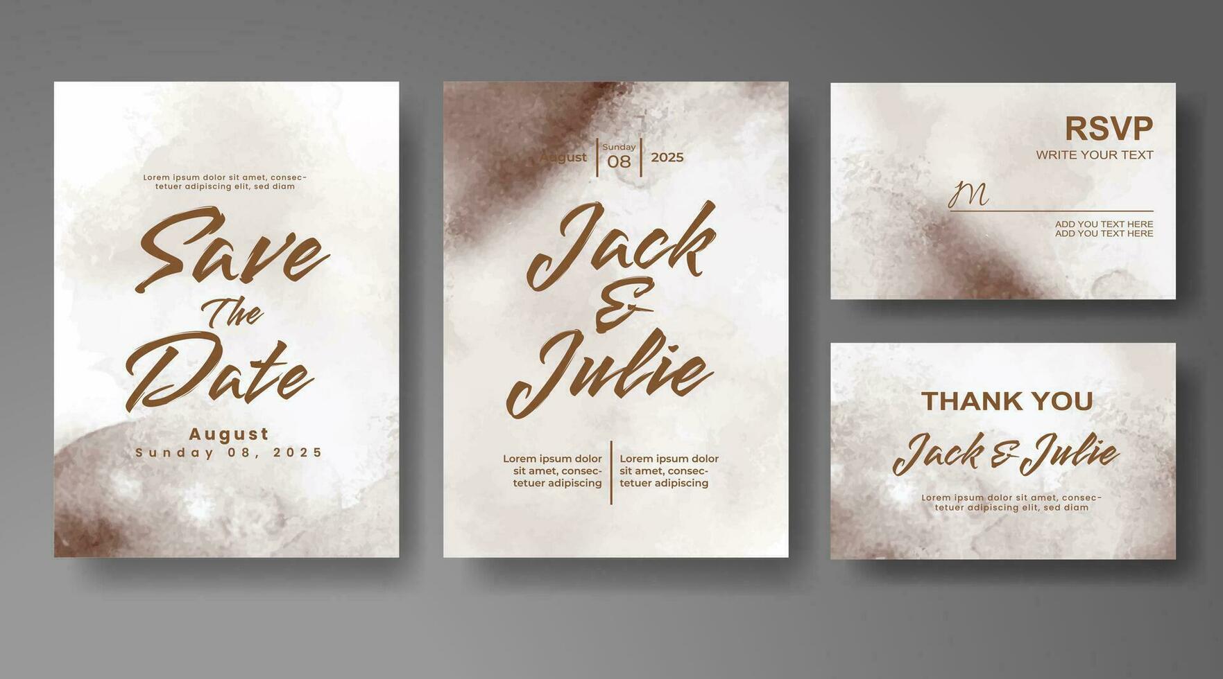 Wedding invitation with abstract watercolor background vector