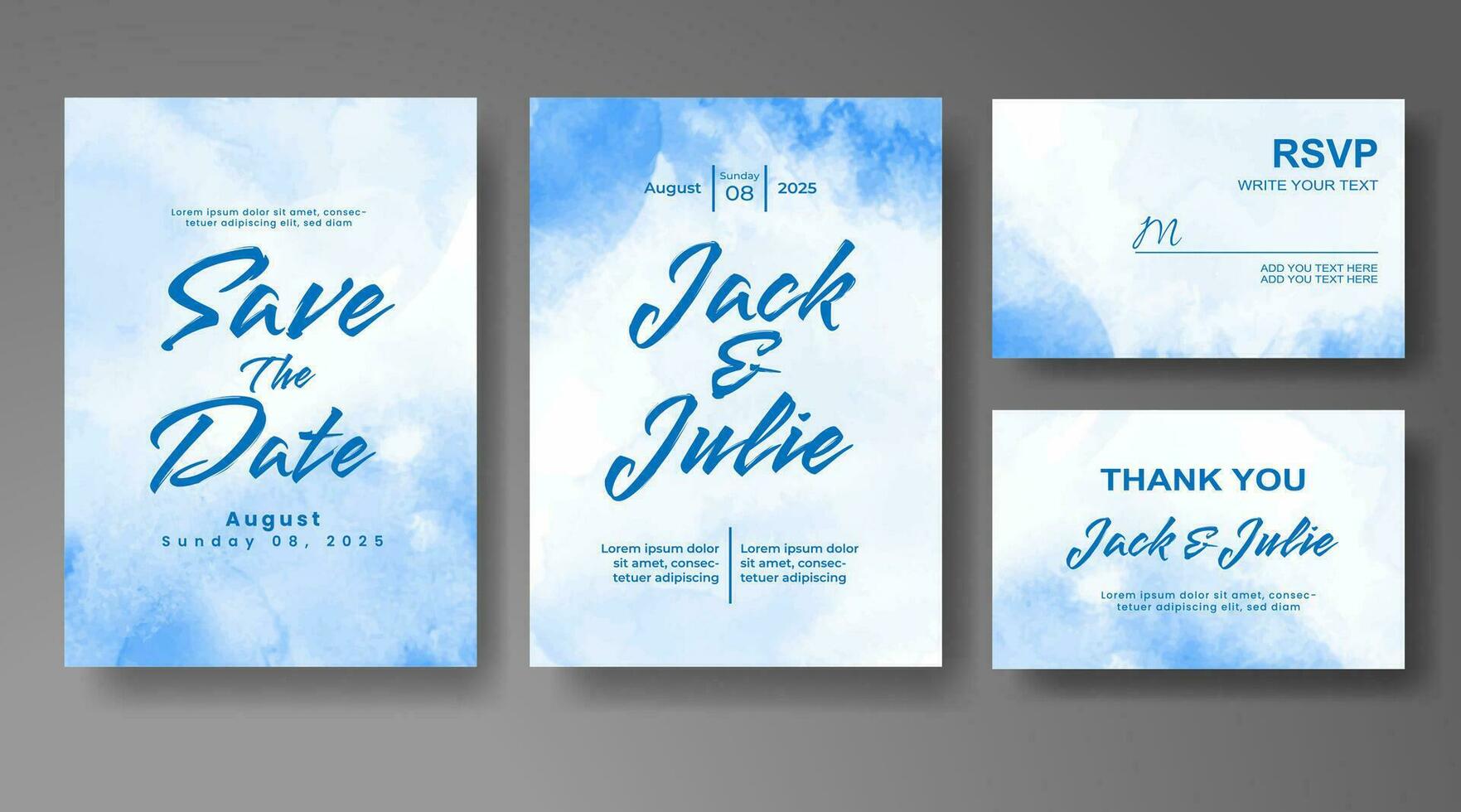 Wedding invitation with abstract watercolor background vector