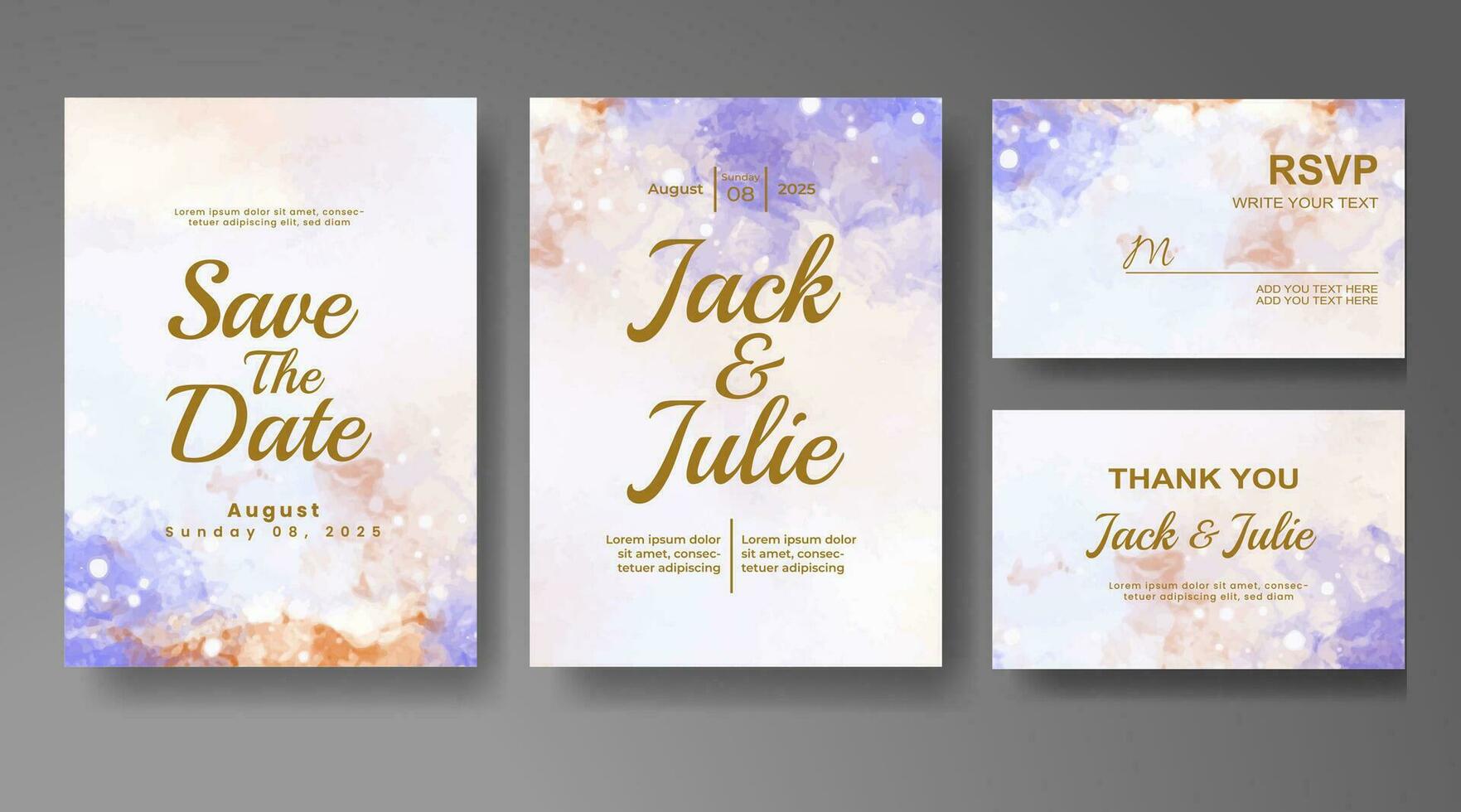 Wedding invitation with abstract watercolor background vector
