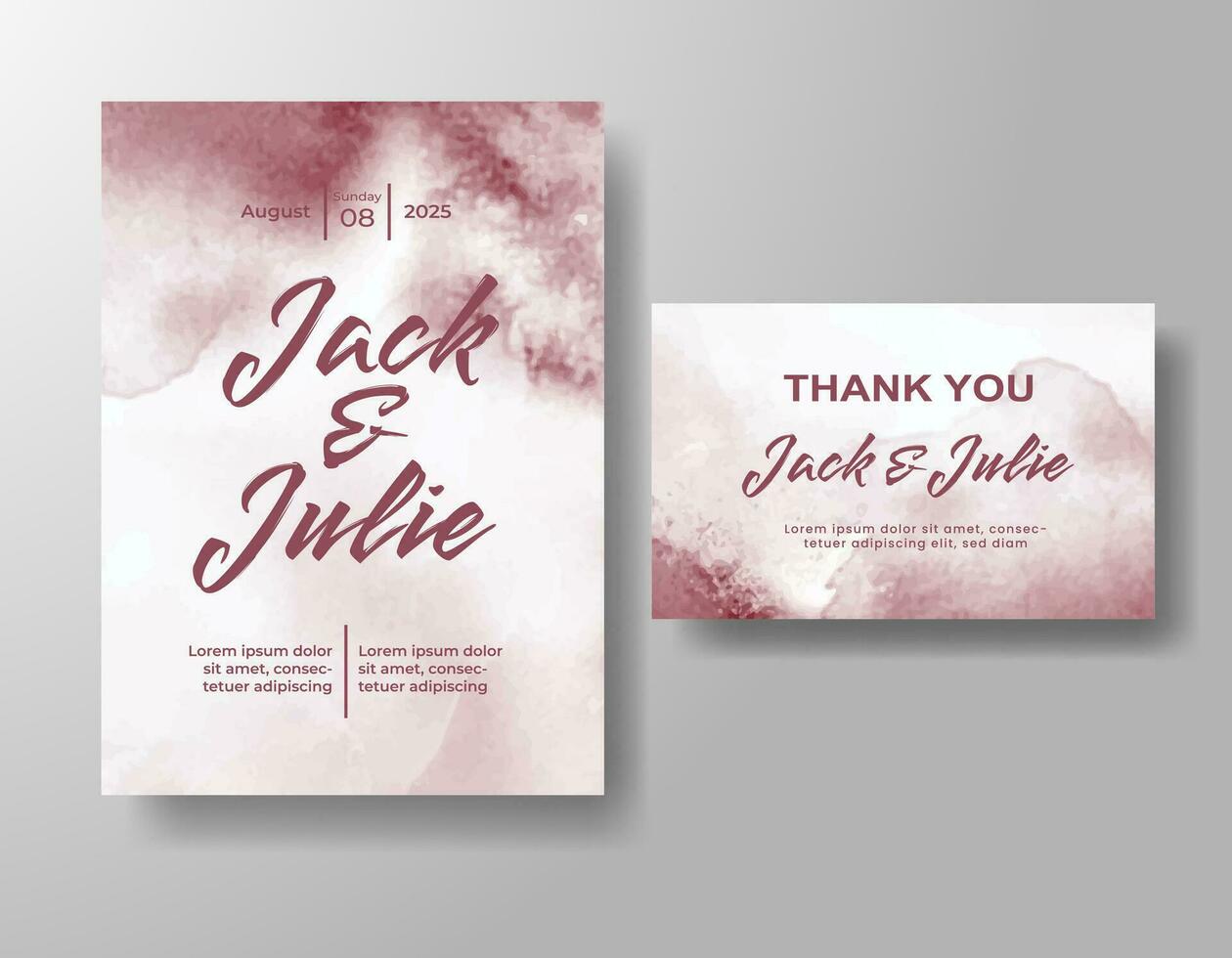 Wedding invitation with abstract watercolor background vector