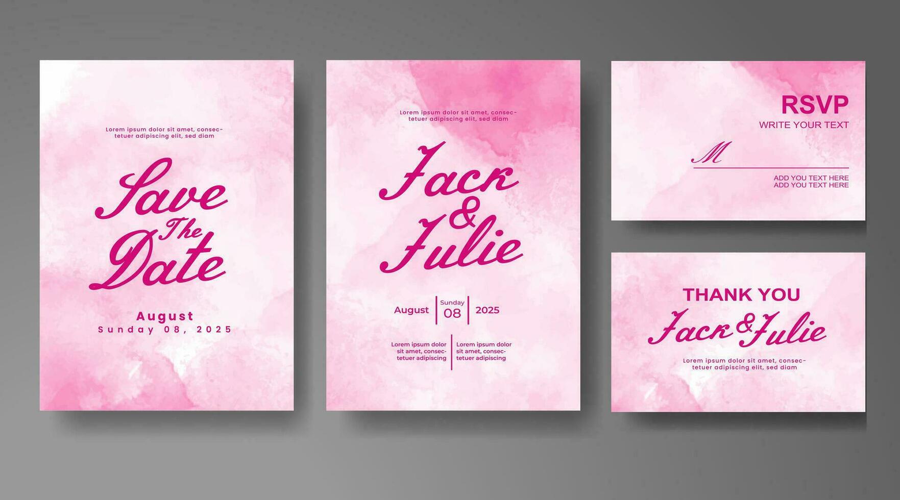 Wedding invitation with abstract watercolor background vector