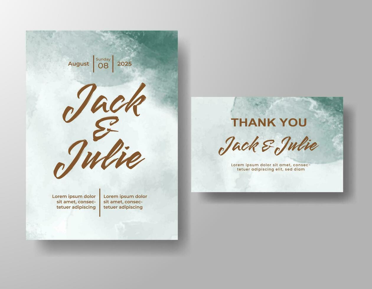 Wedding invitation with abstract watercolor background vector