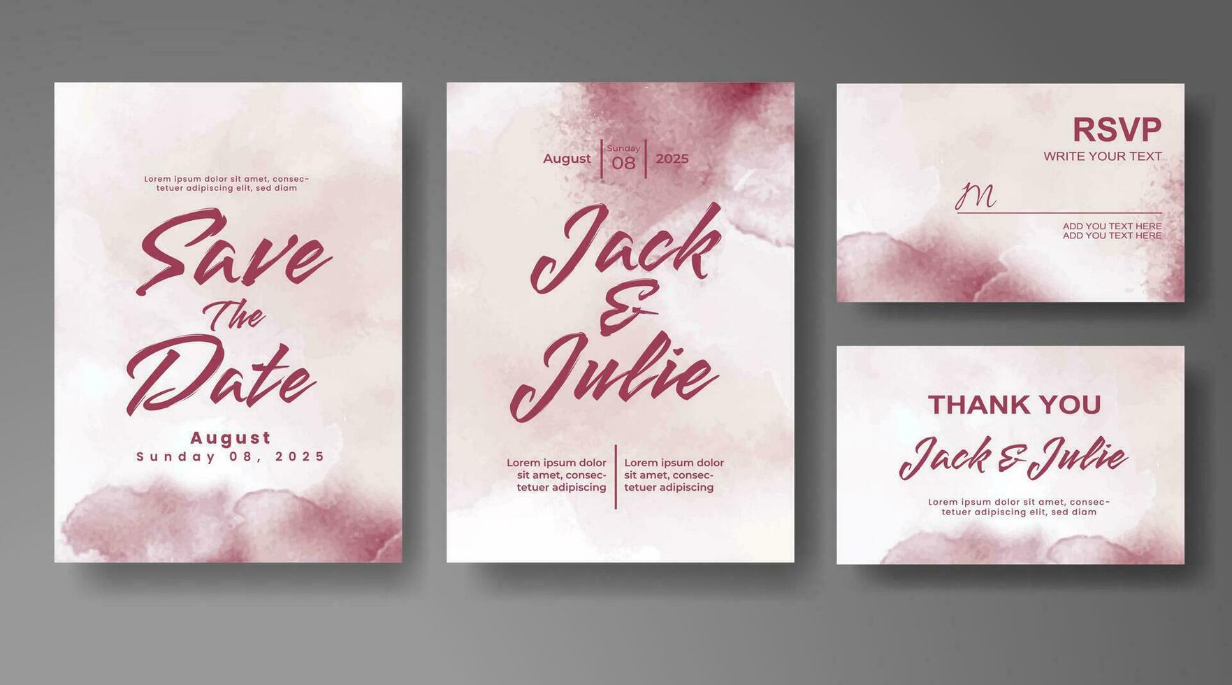 Wedding invitation with abstract watercolor background vector