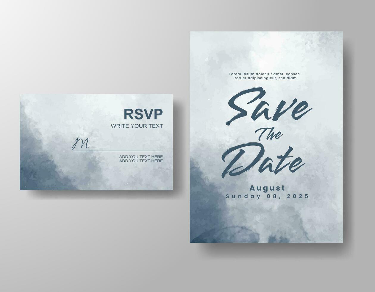 Wedding invitation with abstract watercolor background vector