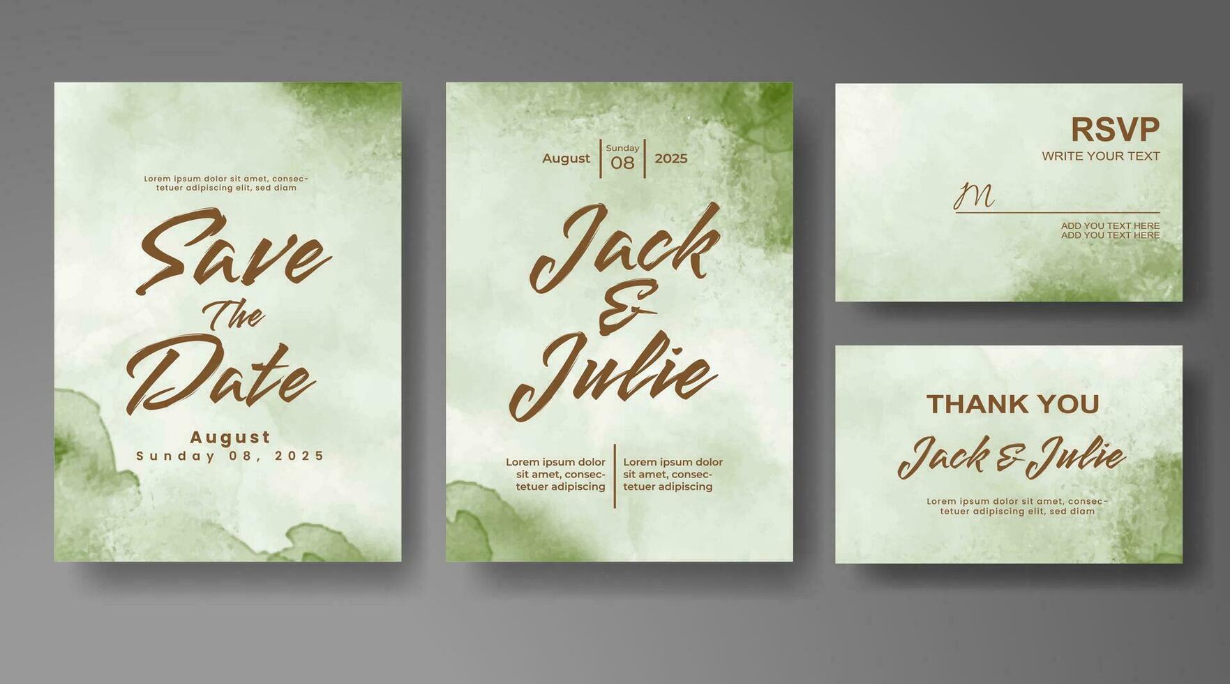 Wedding invitation with abstract watercolor background vector