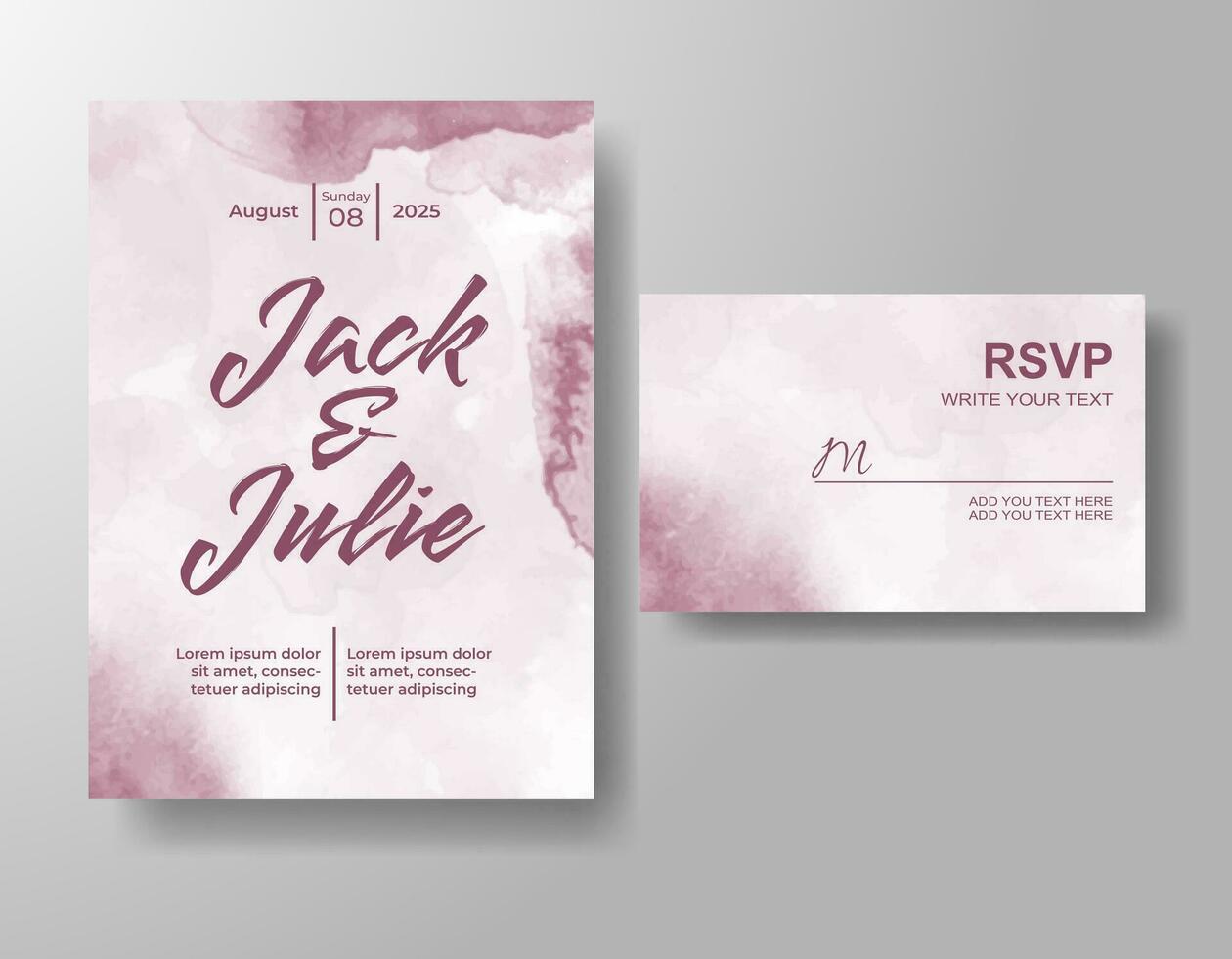 invitación de boda con fondo abstracto de acuarela vector