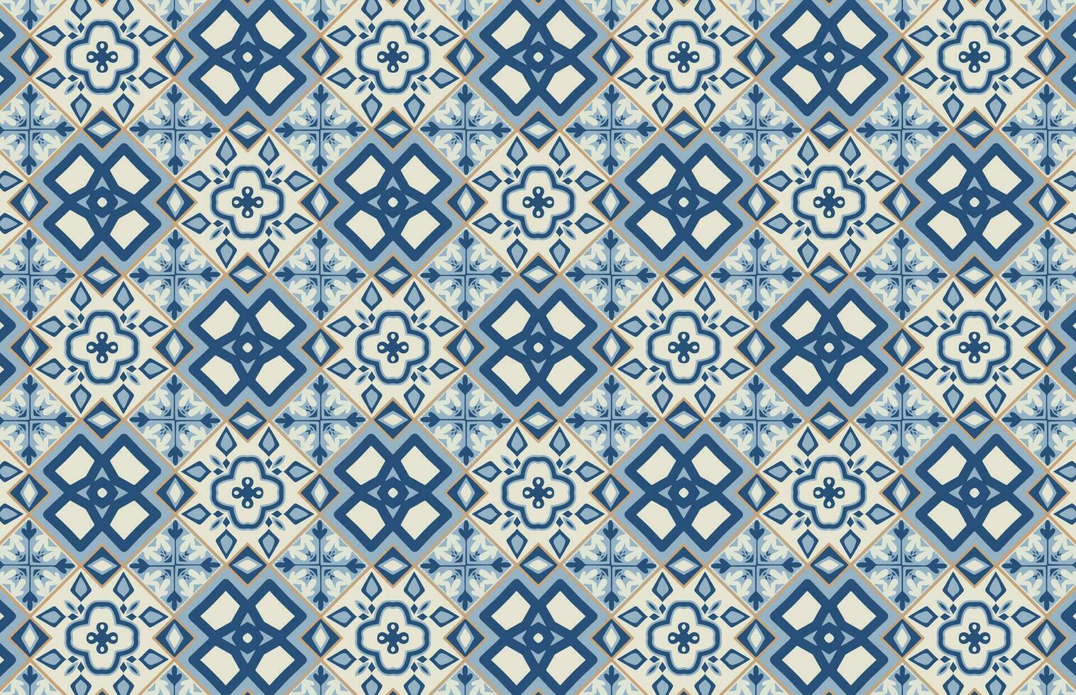 Blue ceramic tile pattern vector