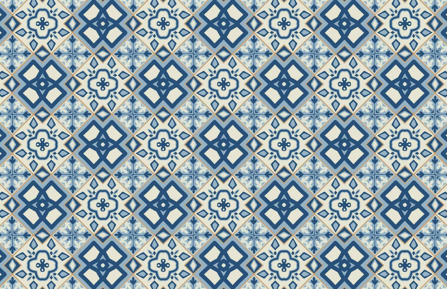 Blue ceramic tile pattern vector