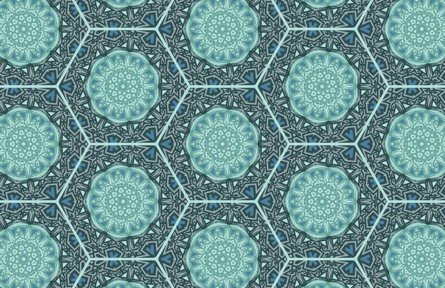 Multicolored mandala tile design pattern vector