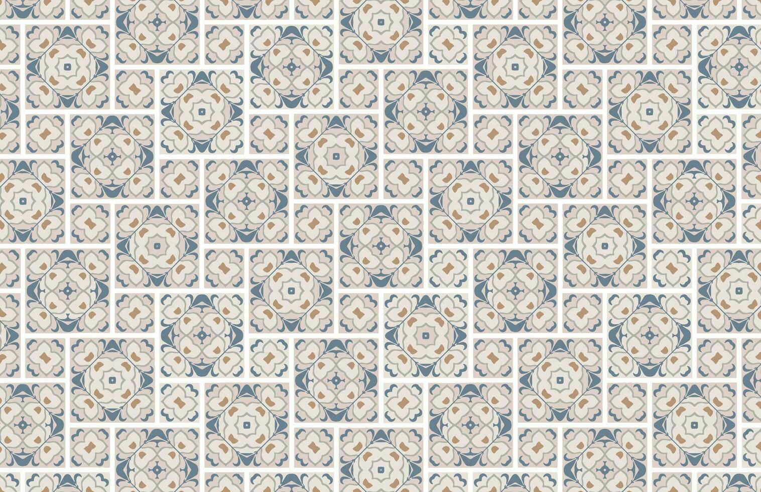 Colorful floral ceramic tile pattern vector