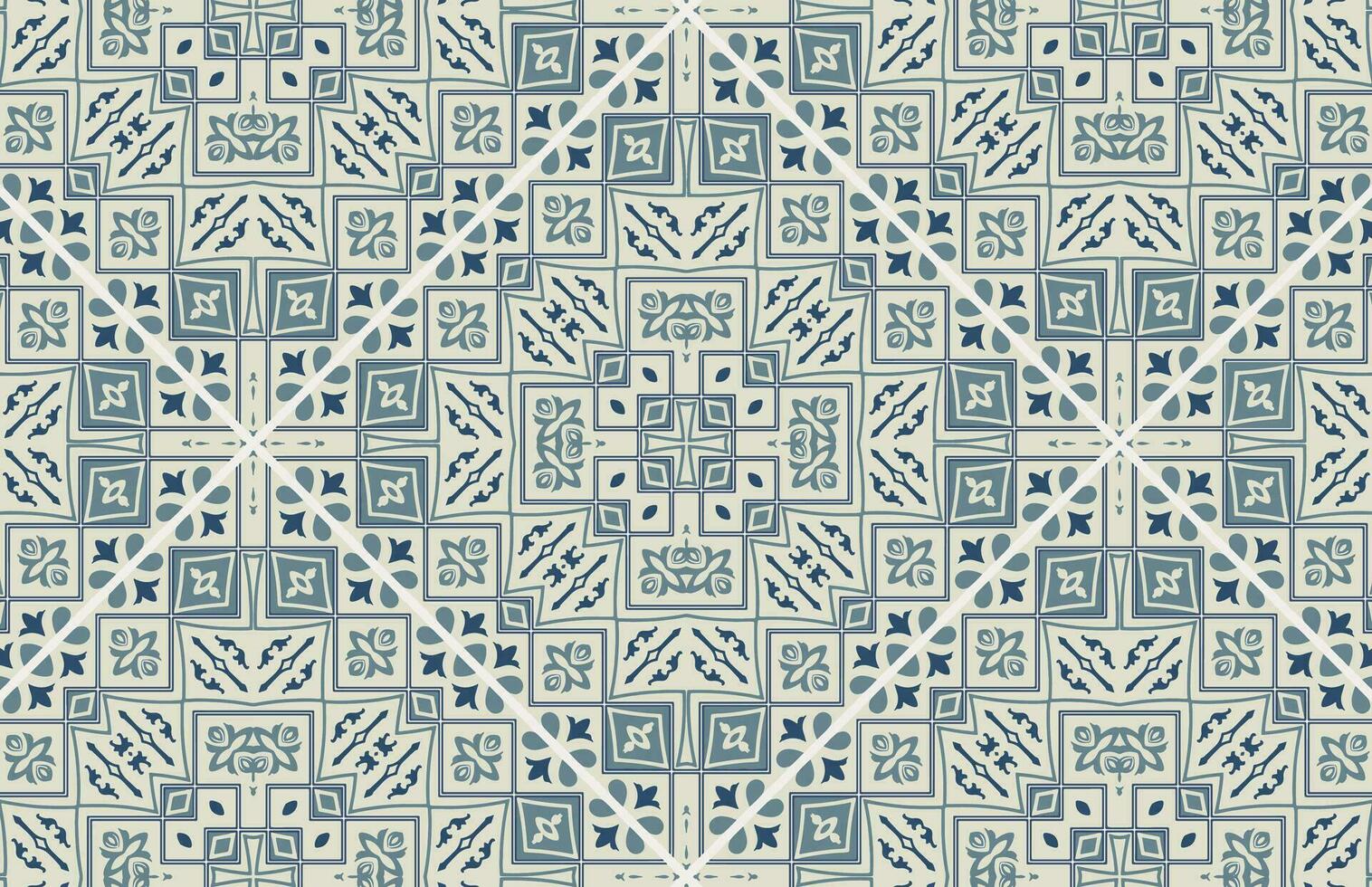 Blue and white tile design pattern vector