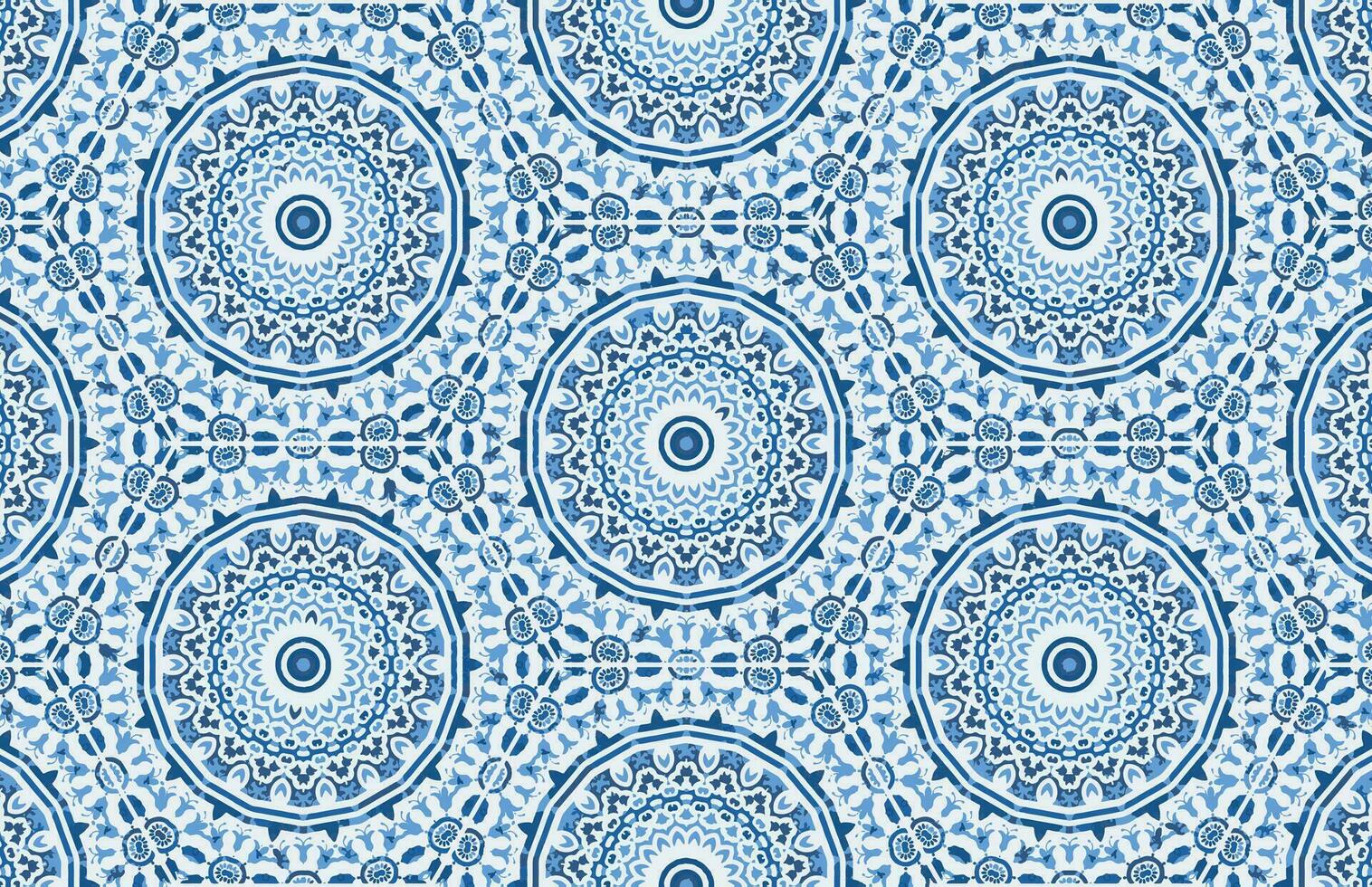 Blue color mandala tile design pattern vector