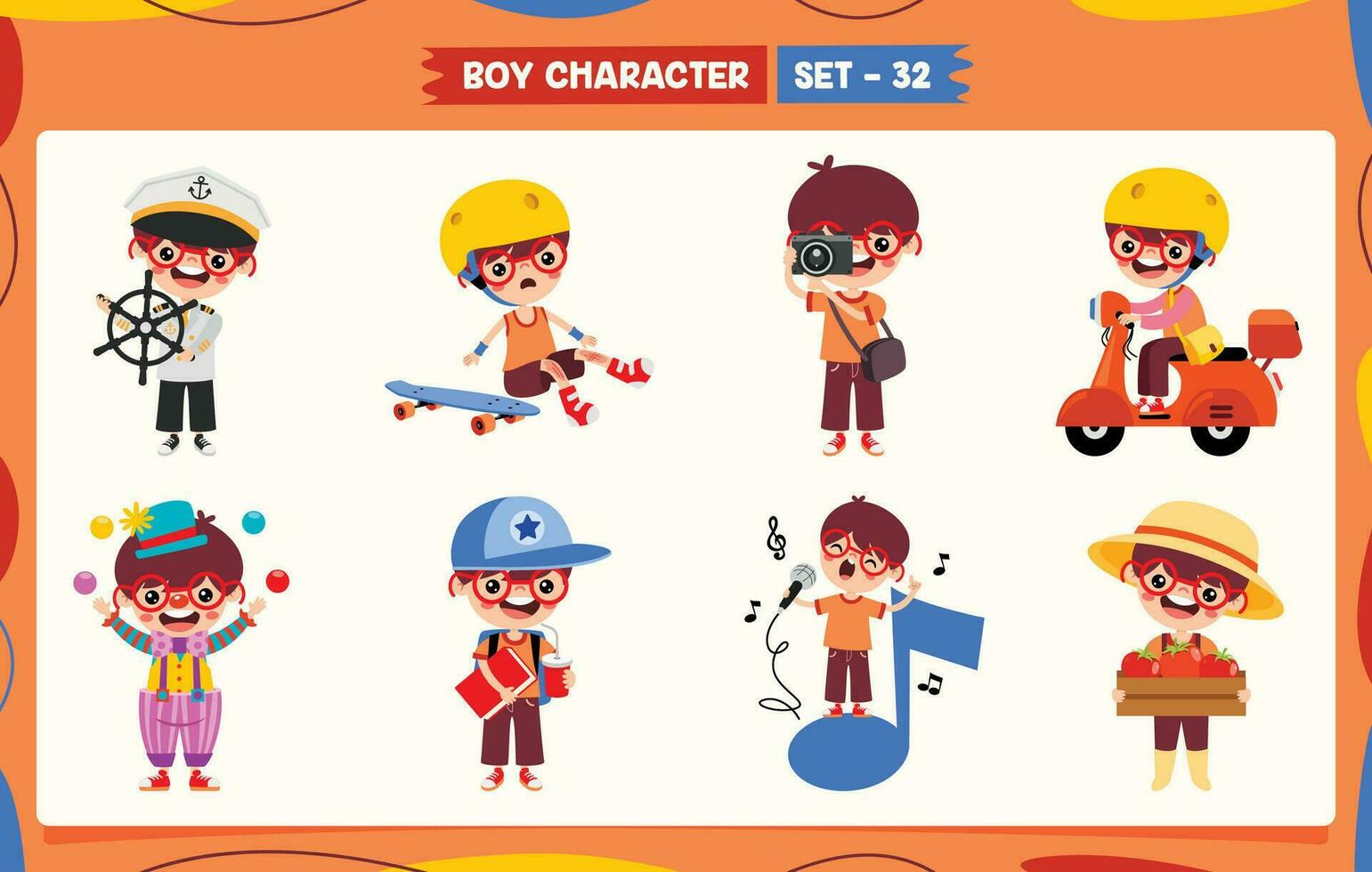 Cartoon Boy Doing Various Activities vector